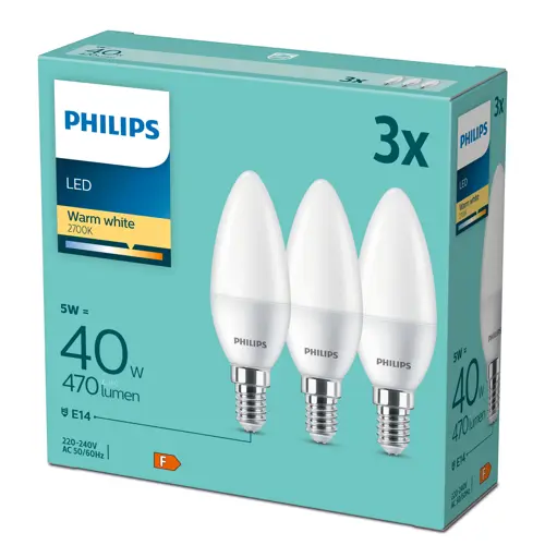 Philips LED.candle B35 E14 40W/40W 470lm/827 15Y NonDim;opál