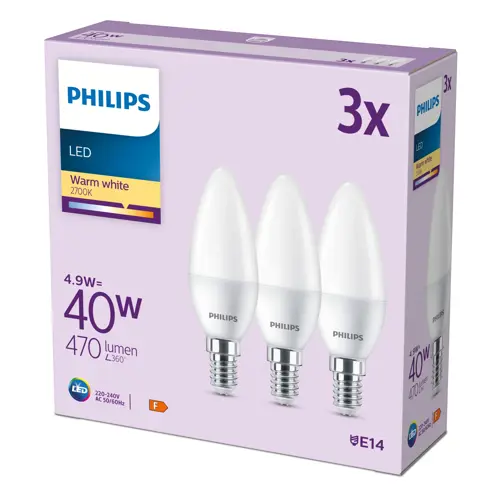 Philips LED.candle B35 E14 40W/40W 470lm/827 15Y NonDim;opál