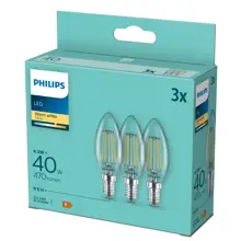 PHILIPS LED candle.filam B35 4.3W/40W E14 2700K 470lm NonDim 15Y 3BL