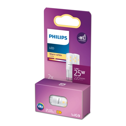 PHILIPS LED capsule 1.9W/25W G9 G9 1.9W/25W 220lm/827  15Y NonDim ; 2-pack