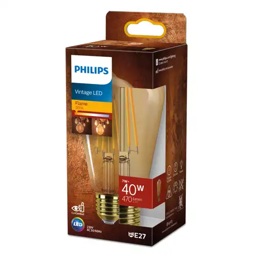 PHILIPS LED filam.bulb ST64 7W/40W E27 1800K 470lm NonDim 15Y amber