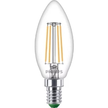 PHILIPS LED filam.candle B35 2.3W/40W E14 2700K 485lm NonDim 15Y čirá 2-pack