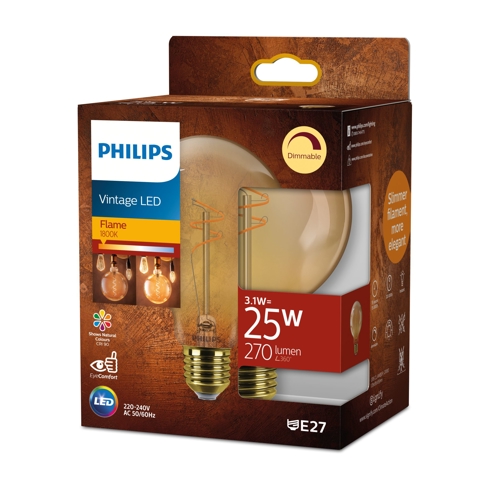 PHILIPS LED filam.globe G95 E27 25W/W 270lm/818 15Y Dim;