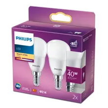 PHILIPS LED luster P45 5W/40W E14 2700K 470lm NonDim 15Y opál 2-pack
