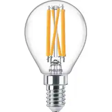 PHILIPS LED lustre.filam. Warmglow P45 4.5W/40W E14 2200-2700K 470lm Dim 15Y BL