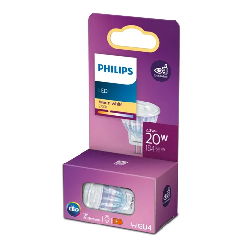 PHILIPS LED reflector Classic MR11 2.3W/20W GU4 2700K 184lm/36° NonDim 25Y BL