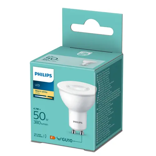 PHILIPS LED reflector PAR16 4.7W/50W GU10 2700K 380lm/36° NonDim 15Y