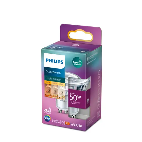 PHILIPS LED reflector PAR16 4.8W/50W GU10 27/25/2200K 355lm 15Y