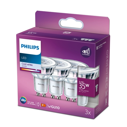 PHILIPS LED.reflektor PAR16 GU10 3.5W/35W 275lm/840 36° 15Y NonDim;