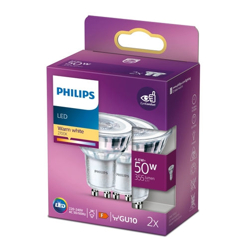 PHILIPS LED.reflektor PAR16 GU10 4.6W/50W 355lm/827 36° 15Y NonDim;