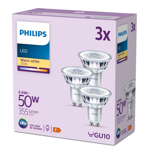 PHILIPS LED.reflektor PAR16 GU10 50W/50W 355lm/827 15Y NonDim;