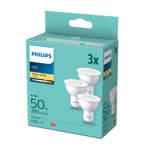 PHILIPS LED.reflektor PAR16 GU10 50W/50W 380lm/827 15Y NonDim;