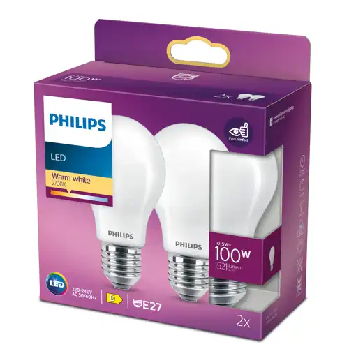 PHILIPS LED.žárovka A60 E27 10.5W/120W 1521lm/827 15Y NonDim;