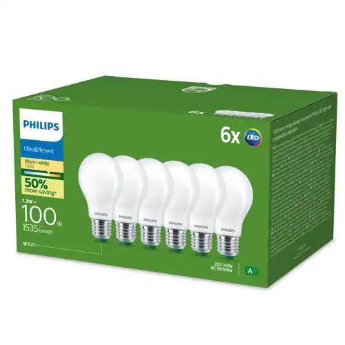 PHILIPS LED.žárovka A60 E27 7.3W/120W 1535lm/827 50Y NonDim; opál