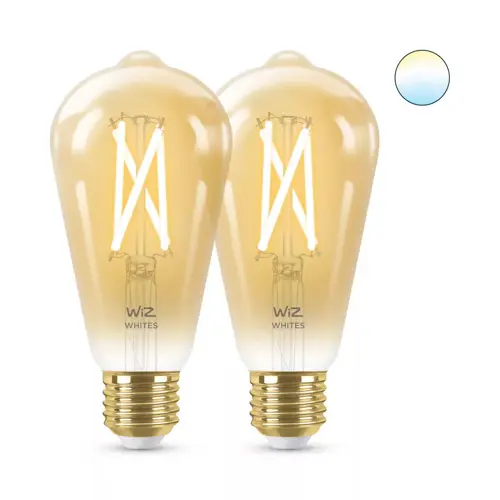 PHILIPS WiZ filam.bulb ST64 7W/50W E27 TW 640lm Dim 2-pack