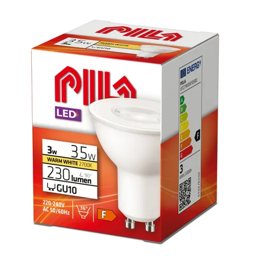 PILA LED reflector PAR16 3W/35W GU10 2700K 250lm/36° NonDim 15Y