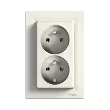 Schneider ASFORA set double mains socket 2P+PE CREAM