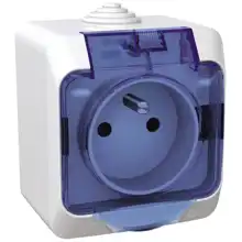 Schneider CEDAR PLUS socket. 230V 16A 2P+PE IP44 white clear cover