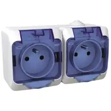 Schneider CEDAR PLUS socket. double 230V 16A 2P+PE IP44 white clear cover