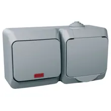 Schneider CEDAR PLUS zásuv. 230V 16A a přep.stříd. r.6So IP44 s orien.kont. šedá