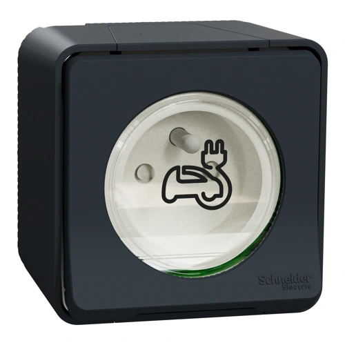 Schneider MUREVA zásuvka pro elektromobil povrch. 250V 16A 2P+E IP55 ;antracit