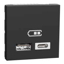 Schneider N.UNICA strojek 2modul nabíjení USB A+C 2.4A ; antracit