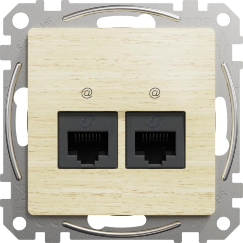 Schneider SEDNA data socket double 2xRJ45 5e UTP birch