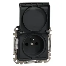 Schneider SEDNA mains socket 2P+PE 16A IP44 without screws. anthracite