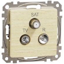 Schneider SEDNA plug-in satellite TV-R/SAT continuous birch