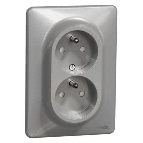 Schneider SEDNA set double mains socket 2P+PE aluminum