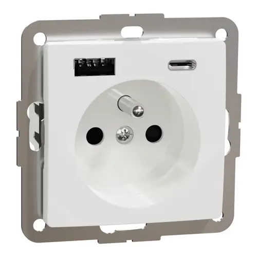 Schneider SEDNA zásuv.síťová 2P+E 16A bezšroub. USB A+C bílá