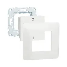Schneider UNICA komplet sporák.spínač 3-pol.+zamak+kr.rám.Studio,2modul ;bílá
