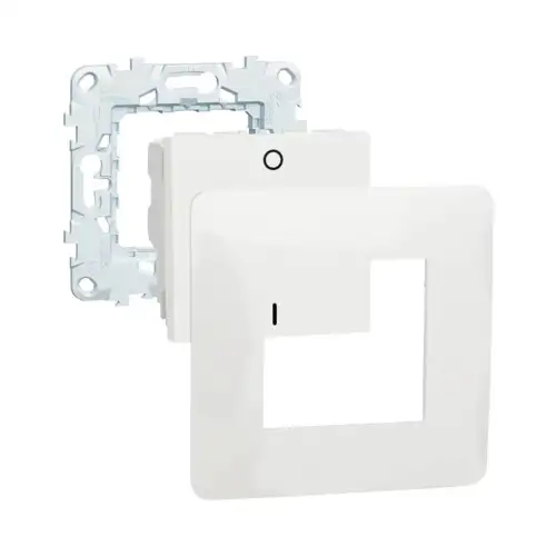 Schneider UNICA komplet sporák.spínač 3-pol.+zamak+kr.rám.Studio,2modul ;bílá