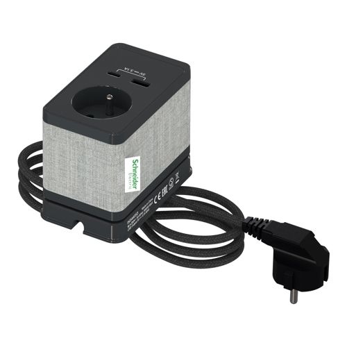 Schneider Unica System+ stolní.zásuvky S 250V/16A +USB A 3.1A; antracit