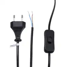 SOLIGHT flexo cord 2x0.75mm 3m black with OFF flat fork.