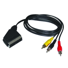 SOLIGHT kabel SCART konektor-3x CINCH konektor přepínatelny EN14 manžeta 1m