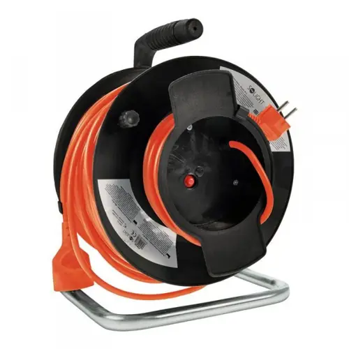 SOLIGHT reel.drum. 1-back with thermal fuse 50m 1.5mm orange 018