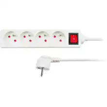 SOLIGHT supply extension. with switch, 4-socket, 2m, white /PP31/ 025