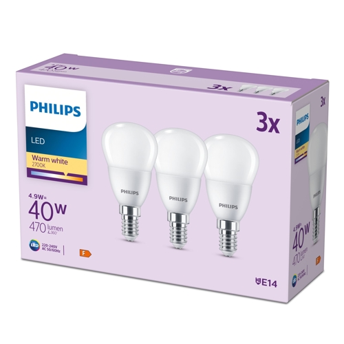 ßPHILIPS LED 40W P45 E14 /40W /827  ??Y NonDim ; opál   EC