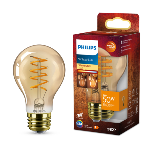 ßPHILIPS LED 50W A60 E27 AMBER WGD SP