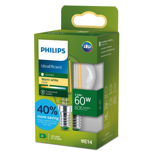 ßPHILIPS LED CLA 60W P45 E14 /60W /827  ??Y NonDim ; čirá  UE
