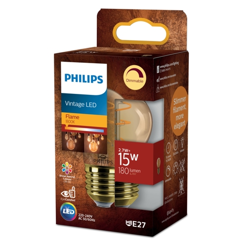 ßPHILIPS LED P45 15W 1800K E27 Amber SP DIM 1PF/4