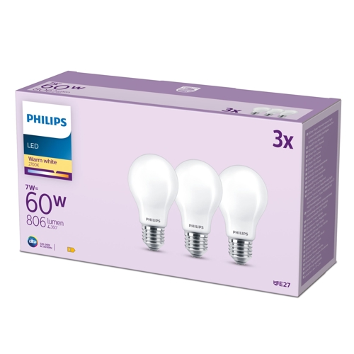ßPHILIPS LEDClassic 60W A60 E27 WW FRND 3CT/4 EC