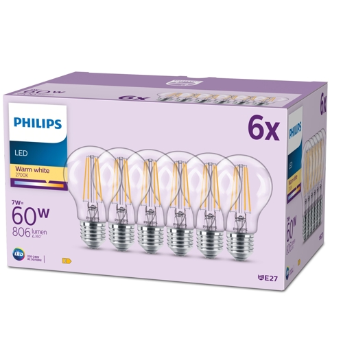 ßPHILIPS LEDClassic 60W A60 E27 WW FRND 6CT/4 EC