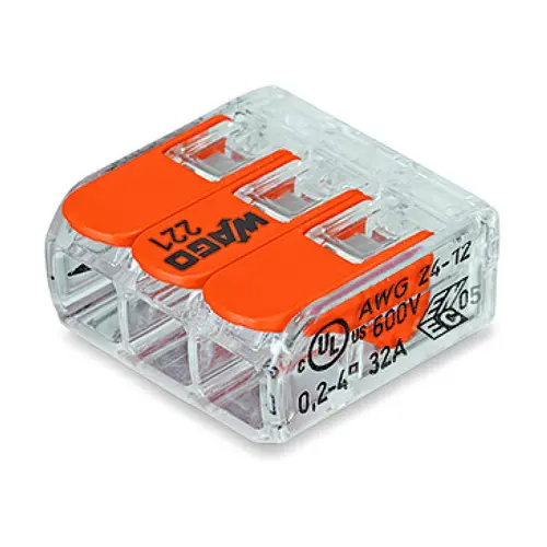 WAGO block terminal 3x0.14-4 mm2 Code:221-413 ; pckg=50pcs