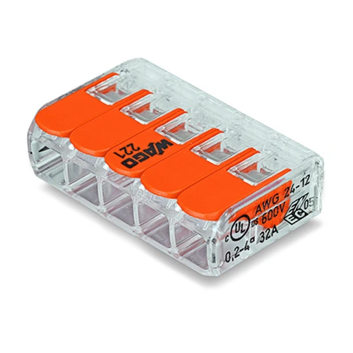 WAGO block terminal 5x0.14-4 mm2 Code:221-415 ; pckg=25pcs