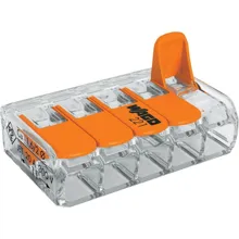 WAGO clamp with lever 5x0.14-4 mm2 transp/orange Code: 221-415 pack.5pcs
