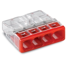 WAGO svorka.krabicová 4x0.5-2.5 mm2 transp/červená Kód:2273-204 ;pytel=2500ks