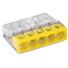 WAGO svorka.krabicová 5x0.5-2.5 mm2 transp/žlutá Kód:2273-205 ;pytel=2500ks