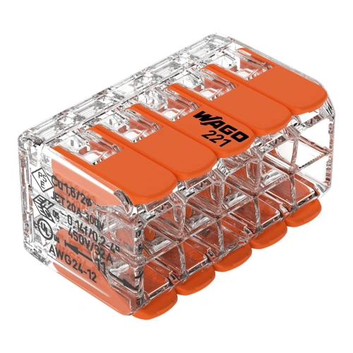 WAGO svorka s páčkou 10x0.14-4 mm2 transp/oranž Kód:221-420